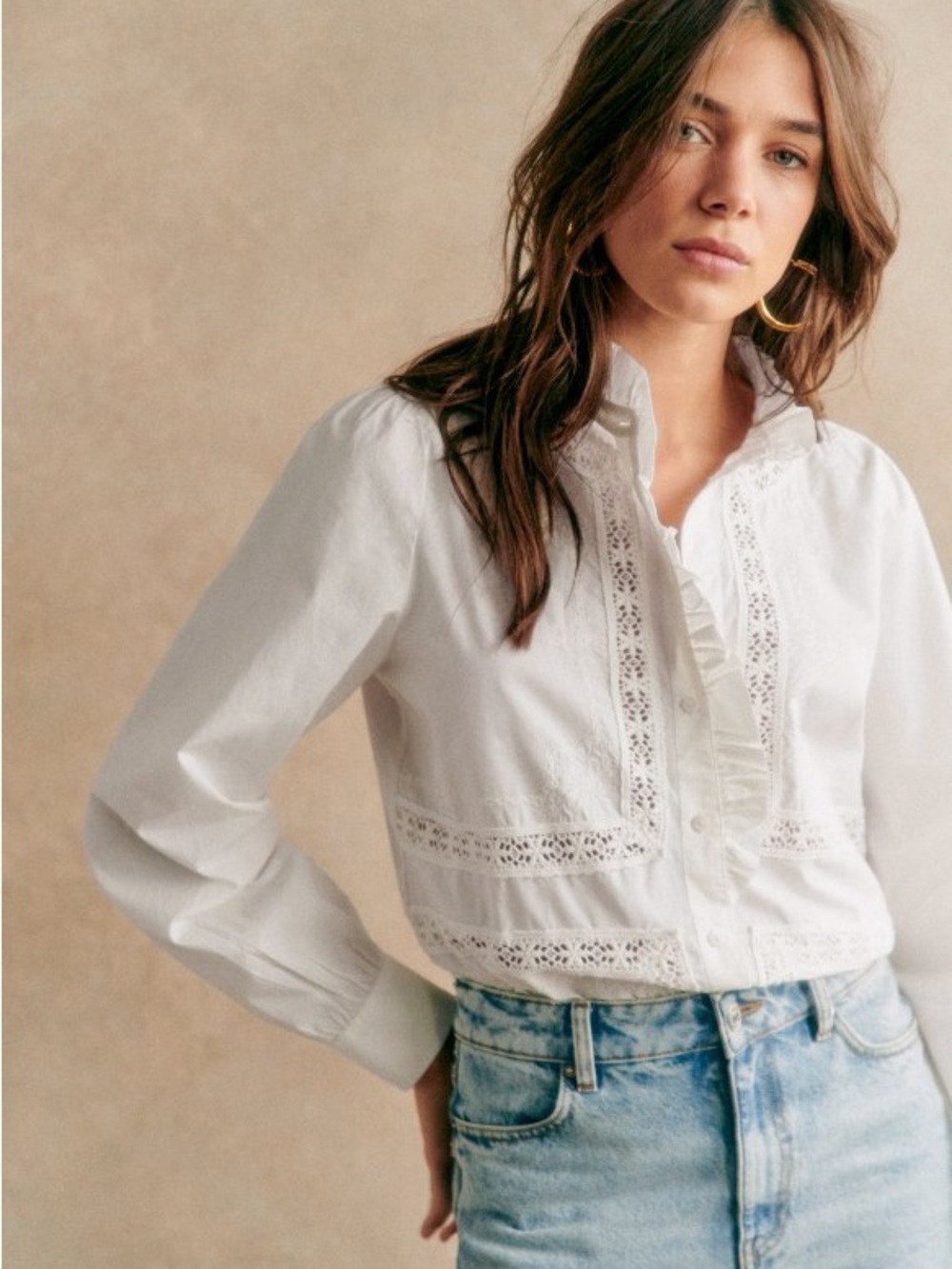SEZANE Ulysse Embroidered Button Down Sz 34/2 XS